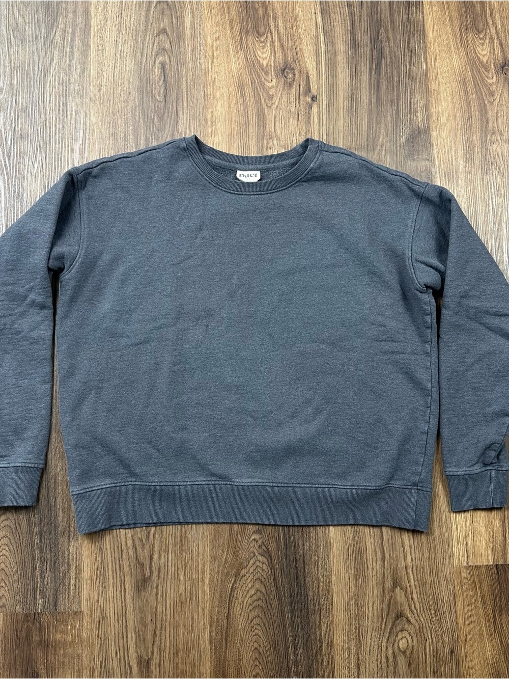 Pact Crewneck Womens Large Cropped Sweatshirt Dark Gray Organic Cotton